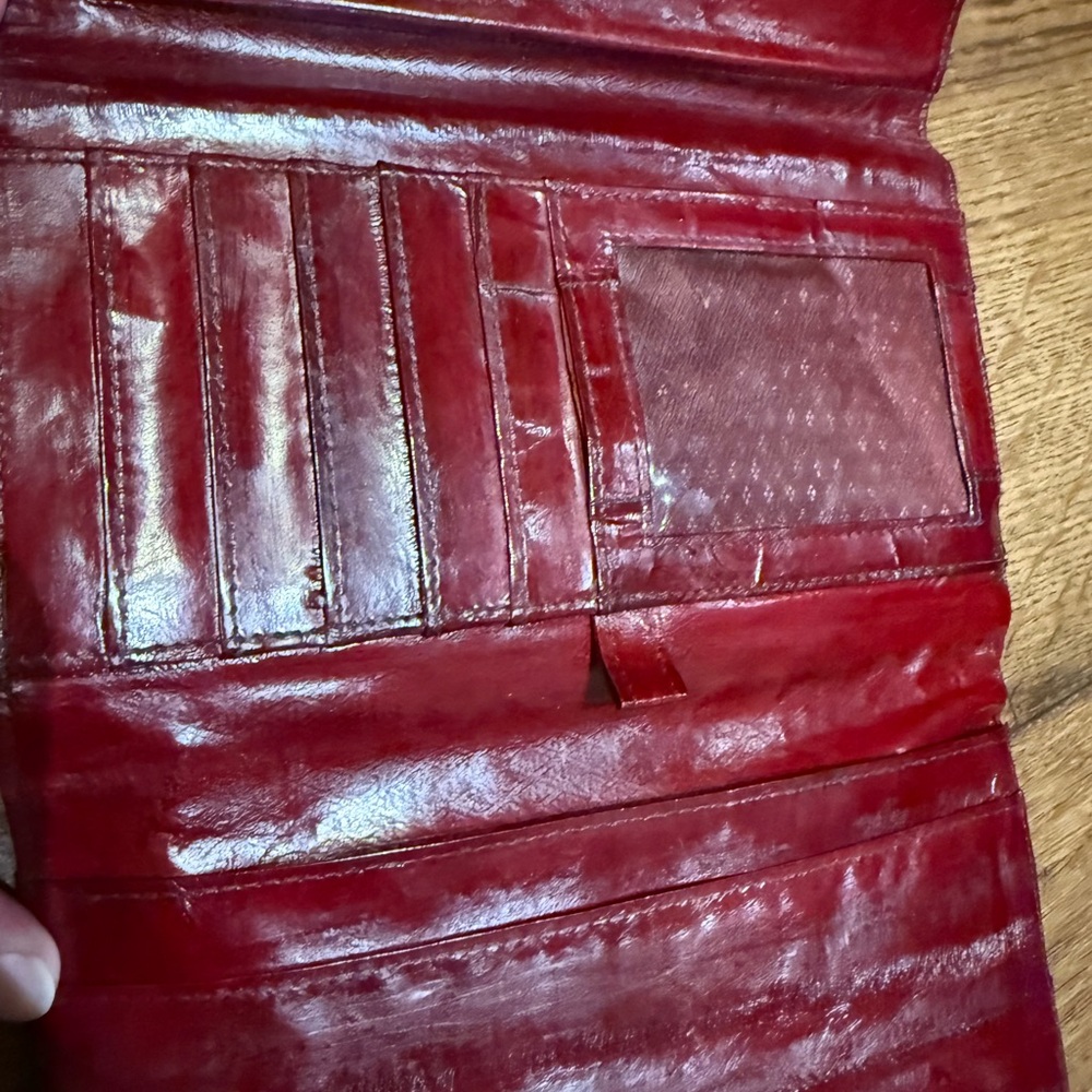 Vintage Eel Burgundy Leather Wallet - Picture 3 of 4